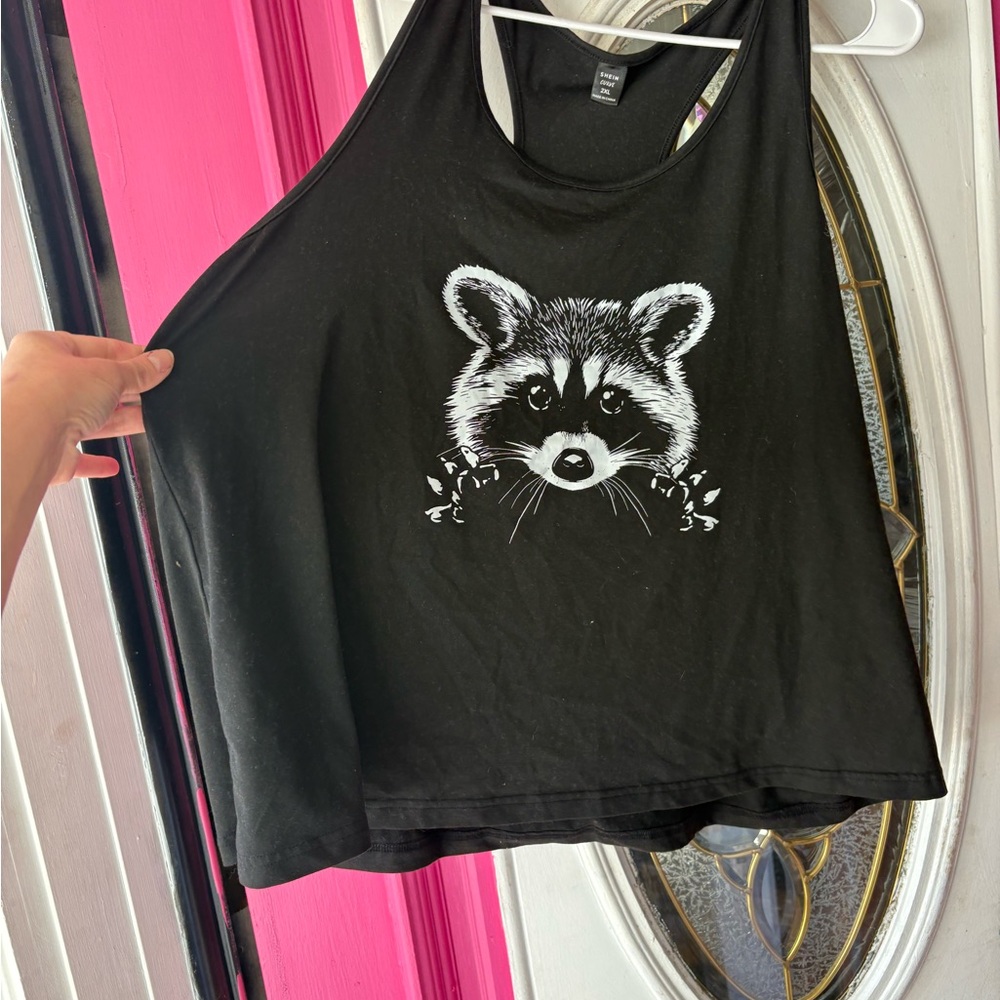 SHEIN Black Tank Top with White Graphic